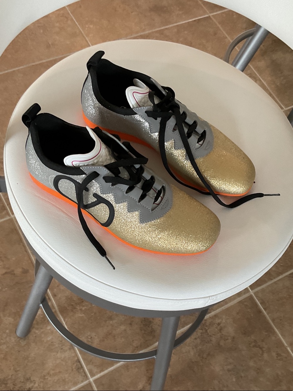 VALENTINO GARAVANI ombré glitter sneakers, ankle tie strap is missing, size 38